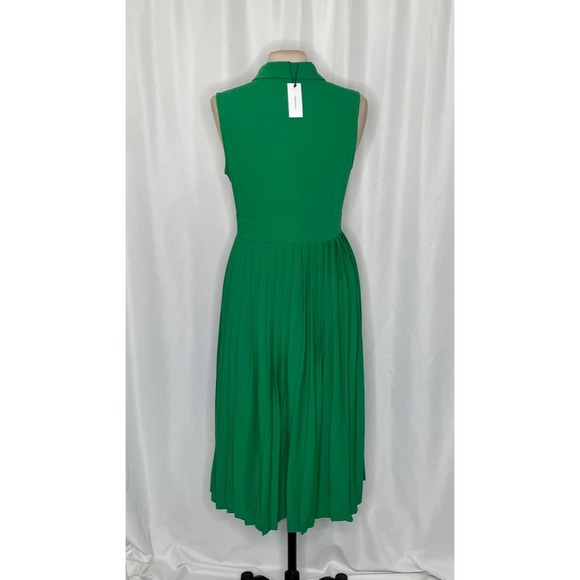 NWT!! KAREN MILLEN Soft Tailored Pleated Sleeveless Shirt Dress Solid Green US 8 - Picture 10 of 16